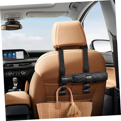 2PCS Multifunctional Car Seat Back Triple Hooks Organizer for Purses Umbrellas Bags – Heavy Duty 15kg Easy Install Headrest Hangers for Car Interior Storage, Adjustable 23cm