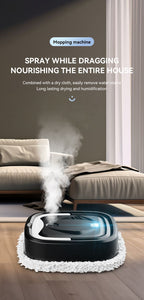 Black P6 Smart Robotic Mop and Floor Cleaner for Full Home Cleansing – High Power, Wet & Dry Dual Use, Obstacle Sensing, Spray Humidifier, 2.5H USB Rechargeable Long Battery Life and 8cm Low-Profile Body, Large 25X 25CM Advanced Mopping Pad (EOFY Promotio