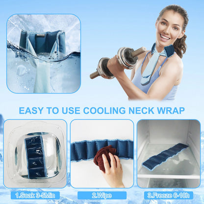 Purple and Grey Reusable Evaporative Physical Cooling Scarf – Long Ice Neck Wrap Bandana with Hydrogel Crystals for Outdoor Sports, Fitness & Heatwave Alleviation