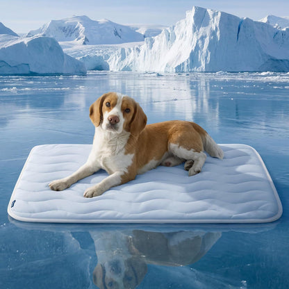 150 x 101 CM Blue Premium Wave Quiltied Pet Cooling Mat - Washable Self-Cooling Blanket with Anti-Stick Hair Surface & Non-Slip Base for Cats Dogs and Human Versatile Use