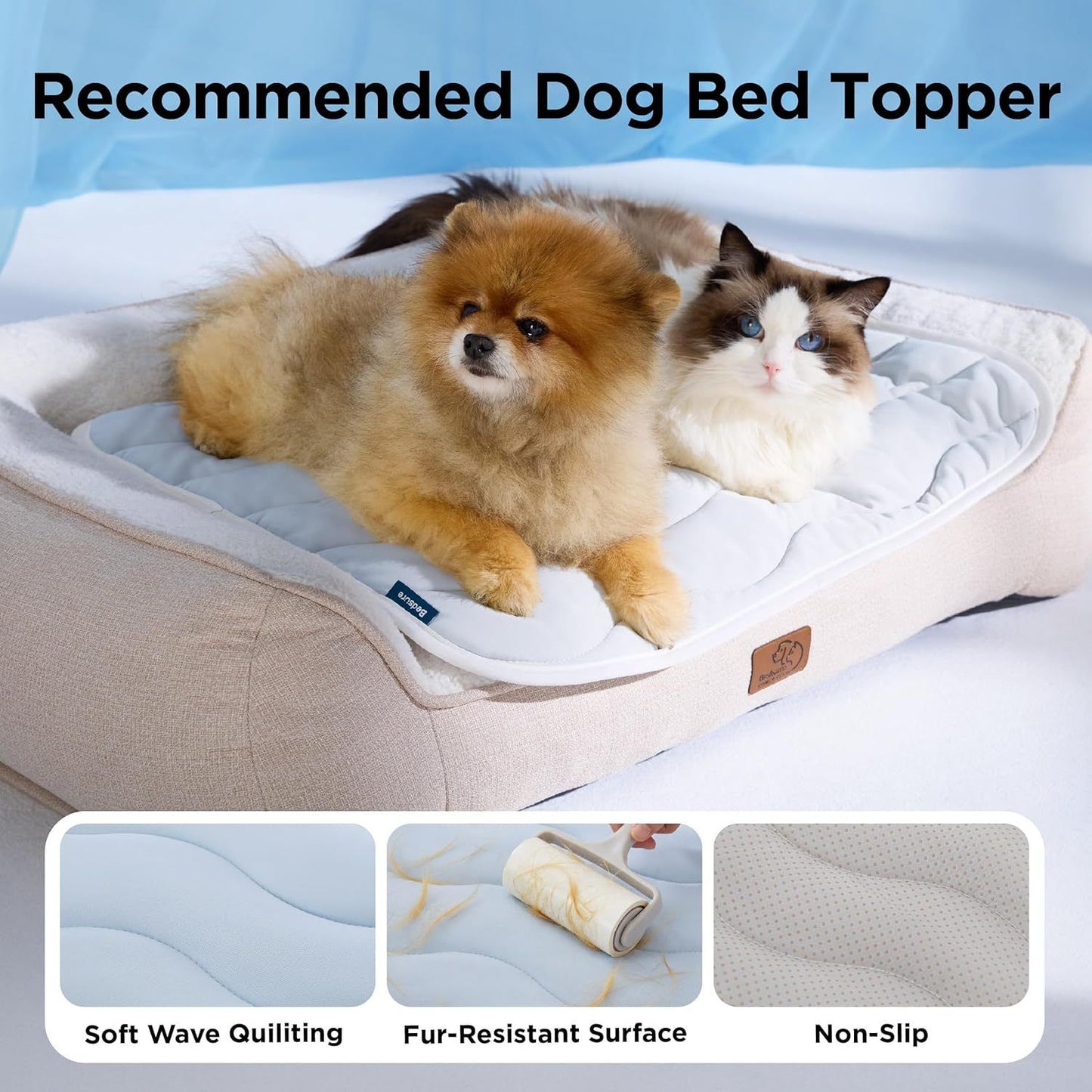 51 x 41 CM Grey Premium Wave Quiltied Pet Cooling Mat - Washable Self-Cooling Blanket with Anti-Stick Hair Surface & Non-Slip Base for Cats Dogs and Human Versatile Use