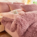 Dusty Rose Luxury Thick Plush 4 Piece Bedding Set for 1.5m & 1.8m Beds – Winter Ultra Soft Warm Bedding with Double-Sided Faux Mink Fur & Crystal Velvet, includes 200 x 230CM Quilt Cover, 230 X 250cm Flat Sheet and 2PCS  48 × 74CM Pillowcases