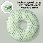 Green 30CM Round Ear Protection Pillow with Hole Design – Milk Silk Removable Cover and PP Cotton Core, Side Sleeper Pillow & Neck Support Cushion for Ear Pressure Relief