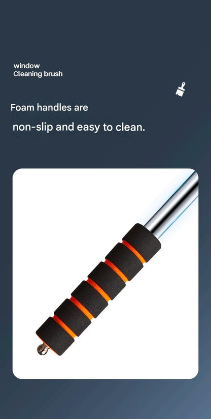 Orange Telescopic Car Windshield Cleaning Brush with 3 Replacement Microfiber- Aluminium Alloy Extendable Handle, 180° Rotatable Microfibre Head, Anti-Fog & Streak-Free Glass Wiper for Car & Home Use, Soft Grip Foam Handle