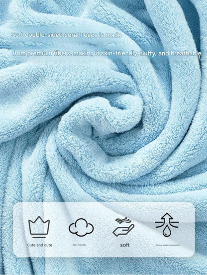 Blue XL size Pet Drying Robe with Hood - Quick Dry Coral Fleece Towel for Dogs and Cats, Super Absorbent Bathrobe with Cute Rabbit Ears, Adjustable Fit for All Sizes, Easy to Wear and Machine Washable