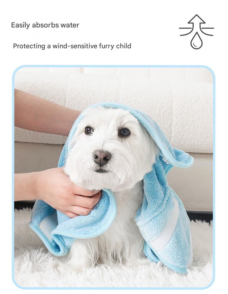 Blue XL size Pet Drying Robe with Hood - Quick Dry Coral Fleece Towel for Dogs and Cats, Super Absorbent Bathrobe with Cute Rabbit Ears, Adjustable Fit for All Sizes, Easy to Wear and Machine Washable