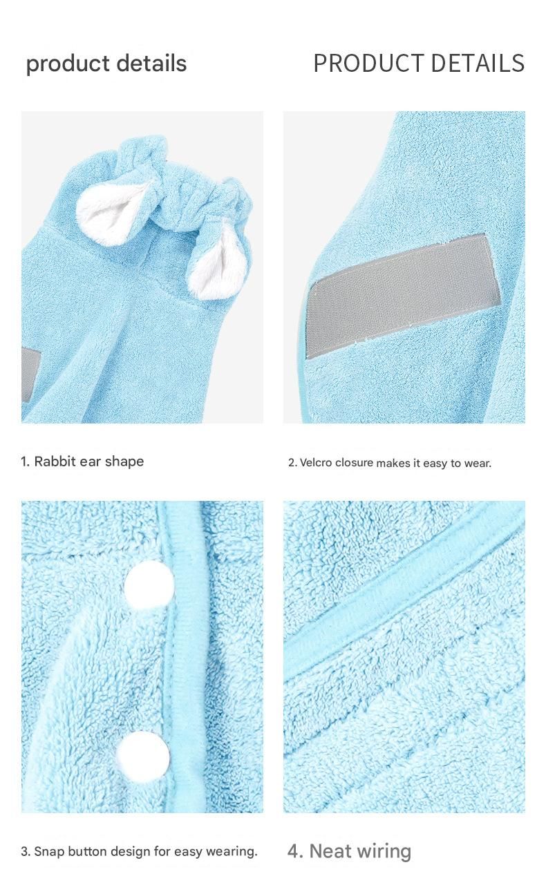 Blue XL size Pet Drying Robe with Hood - Quick Dry Coral Fleece Towel for Dogs and Cats, Super Absorbent Bathrobe with Cute Rabbit Ears, Adjustable Fit for All Sizes, Easy to Wear and Machine Washable