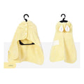 Yellow L size Pet Drying Robe with Hood - Quick Dry Coral Fleece Towel for Dogs and Cats, Super Absorbent Bathrobe with Cute Rabbit Ears, Adjustable Fit for All Sizes, Easy to Wear and Machine Washable