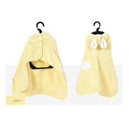 Yellow L size Pet Drying Robe with Hood - Quick Dry Coral Fleece Towel for Dogs and Cats, Super Absorbent Bathrobe with Cute Rabbit Ears, Adjustable Fit for All Sizes, Easy to Wear and Machine Washable