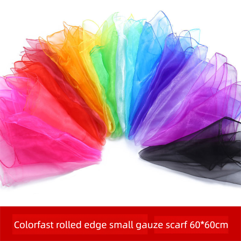 6-piece 60*60 cm(White and Pink and Green and Champagne and Light purple and Light blue) Kids Magic Scarf Set -  Colourful Chiffon Dance Scarves for Performance Play, Lightweight Rainbow Juggling Scarves, Creative Movement and Party Game Props