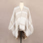 Beige and Brown Women Plaid Poncho Shawl Wrap - Faux Cashmere Reversible Cape Scarf with Fringe Trim, Warm Winter Layering Outerwear, Soft Neutral Checked Travel Friendly Style