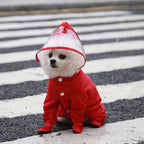 Pink L size Full Coverage Pet Raincoat Jumpsuit Waterproof Dog Rain Suit with Attached Shoes and Tail Cover-Lightweight Hooded Dog Poncho for Small Dogs