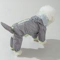 Grey and Green S size Dog Raincoat with Leash Access and Transparent Hood - Waterproof Full Body Pet Rain Suit for Small and Medium Dogs, Reflective Trim, Removable Tail Cover, Outdoor Walking Apparel