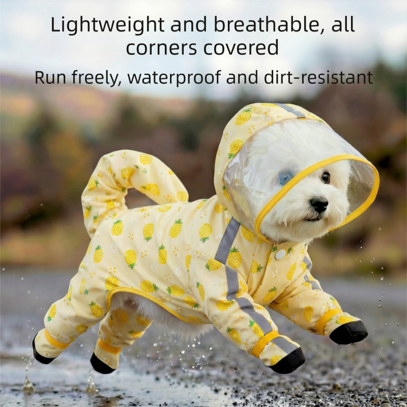 3-piece Dog Rainy Day Care Set with  Yellow S size Waterproof Raincoat, 30x30cm Paw Towel and 70x140cm Pet Bath Towel, Quick-Dry Pet Rain Protection Kit for Small and Medium Dogs