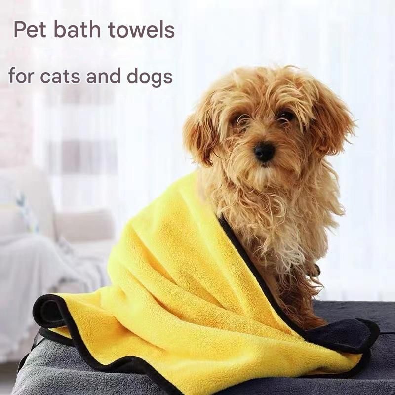 3-piece Dog Rainy Day Care Set with  Yellow S size Waterproof Raincoat, 30x30cm Paw Towel and 70x140cm Pet Bath Towel, Quick-Dry Pet Rain Protection Kit for Small and Medium Dogs