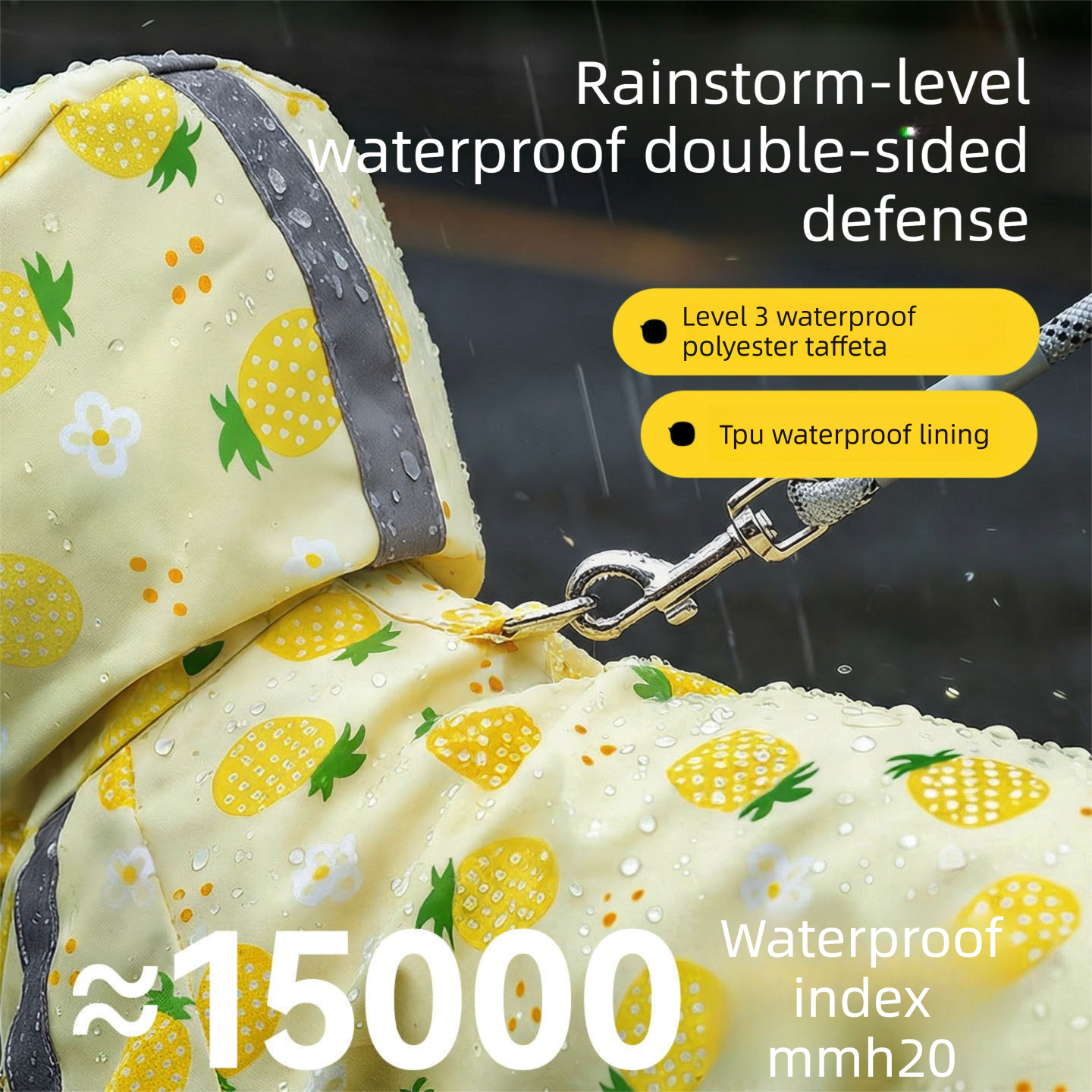 3-piece Dog Rainy Day Care Set with  Yellow L size Waterproof Raincoat, 30x30cm Paw Towel and 70x140cm Pet Bath Towel, Quick-Dry Pet Rain Protection Kit for Small and Medium Dogs