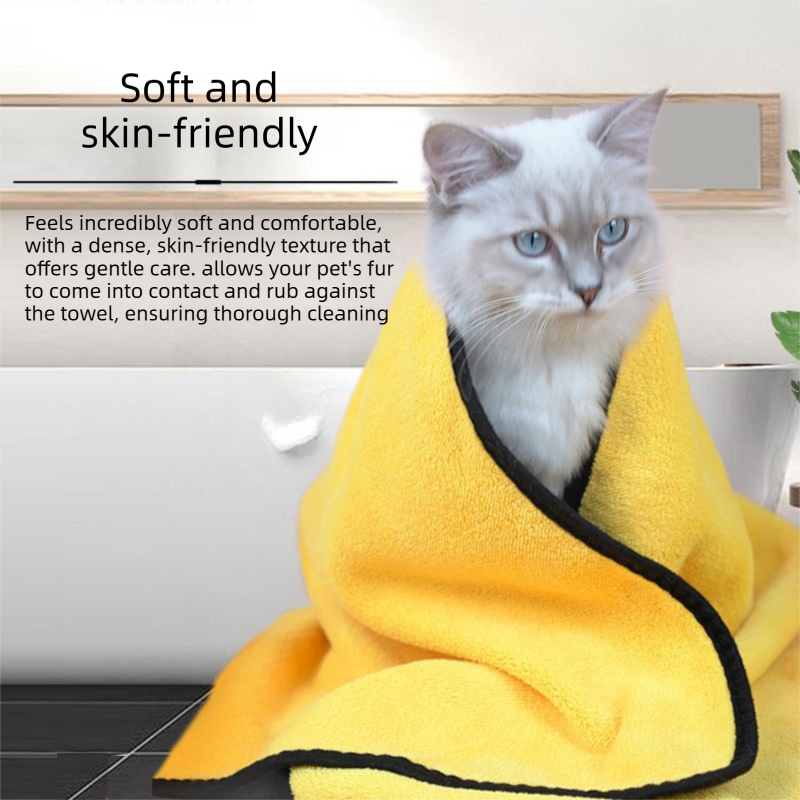 3-piece Dog Rainy Day Care Set with  Yellow XL size Waterproof Raincoat, 30x30cm Paw Towel and 70x140cm Pet Bath Towel, Quick-Dry Pet Rain Protection Kit for Small and Medium Dogs