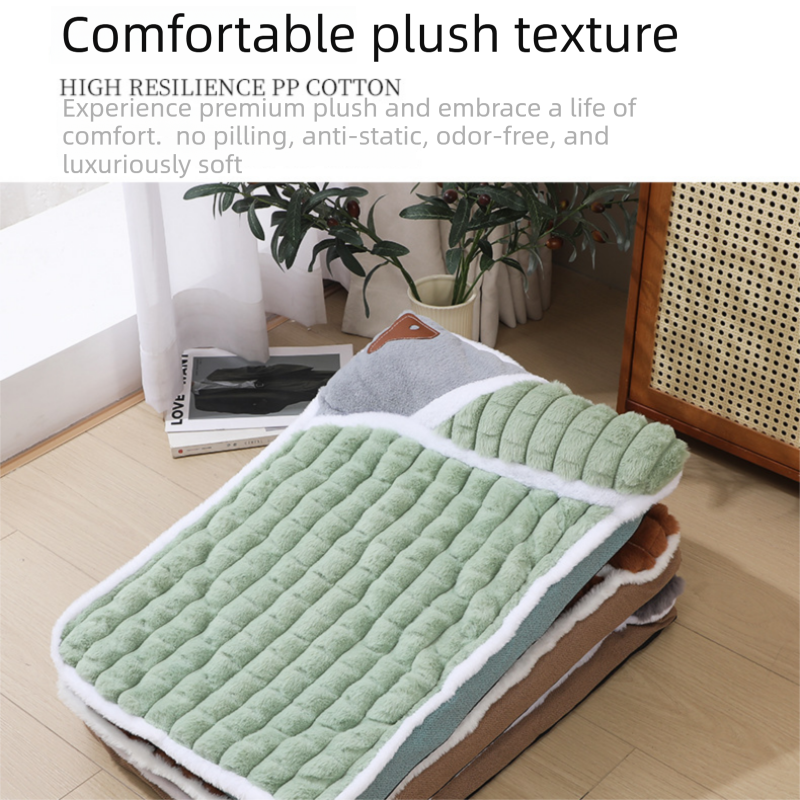 Brown S size Luxury Plush Pet Sleeping Mat, Thickened Warm Pet Bed Cushion for Dogs and Cats, Soft Fabric Pet Sofa Pad with Non-Slip Waterproof Base