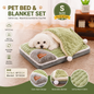 2-piece S size Green Pet Winter Comfort Bundle – 50*36cm Plush Pet Blanket and 40*25cm Thickened Pet Sleeping Bed Set for Dogs and Cats, Double-Sided Warm Blanket with Soft Plush Bed Cushion