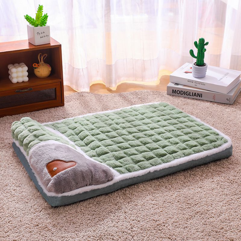 2-piece S size Green Pet Winter Comfort Bundle – 50*36cm Plush Pet Blanket and 40*25cm Thickened Pet Sleeping Bed Set for Dogs and Cats, Double-Sided Warm Blanket with Soft Plush Bed Cushion