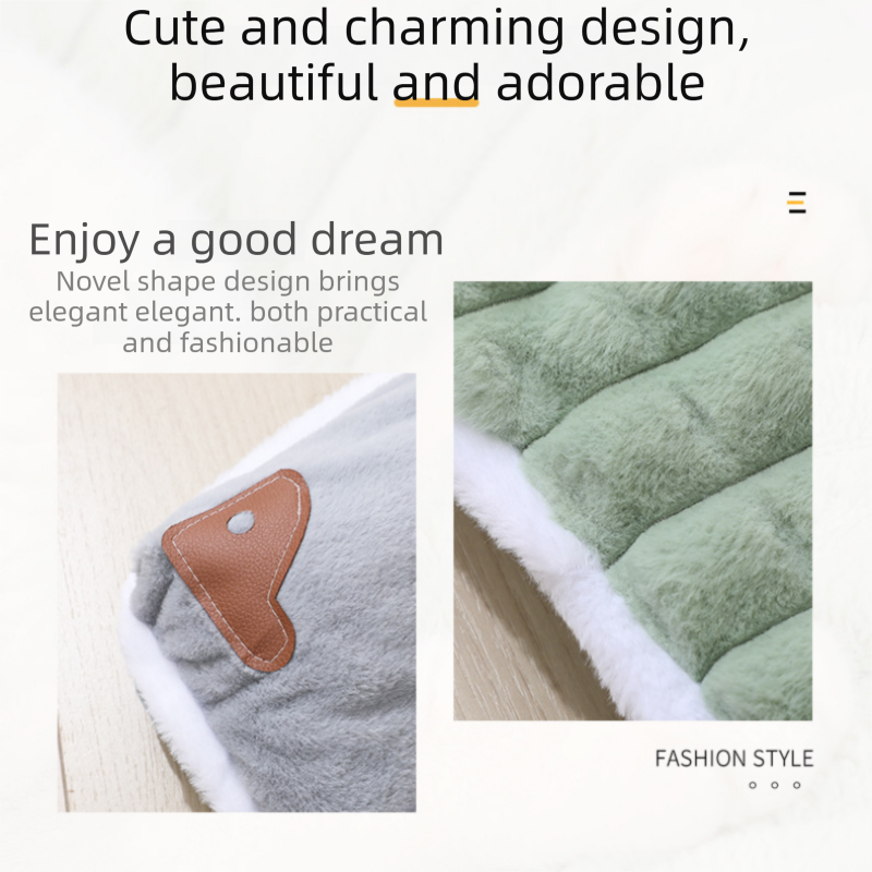 2-piece M size Green Pet Winter Comfort Bundle – 55*45cm Plush Pet Blanket and 50*35cm Thickened Pet Sleeping Bed Set for Dogs and Cats, Double-Sided Warm Blanket with Soft Plush Bed Cushion