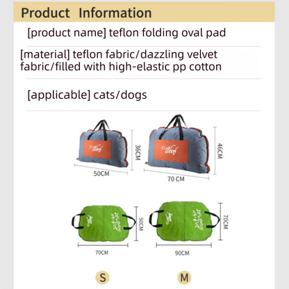 Dark yellow S size Portable Foldable Pet Bed Mat – Waterproof Travel Dog Bed and Cat Cushion with Carry Handles, Removable Washable Cover, Plush Comfort Padding for Indoor and Outdoor Use