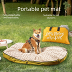 Green  S size Portable Foldable Pet Bed Mat – Waterproof Travel Dog Bed and Cat Cushion with Carry Handles, Removable Washable Cover, Plush Comfort Padding for Indoor and Outdoor Use