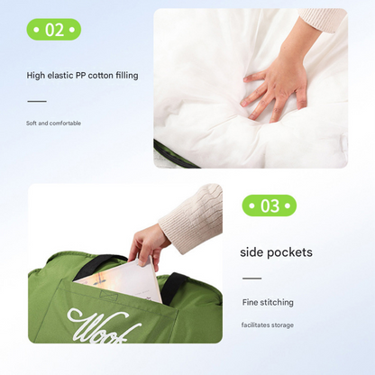 Green  S size Portable Foldable Pet Bed Mat – Waterproof Travel Dog Bed and Cat Cushion with Carry Handles, Removable Washable Cover, Plush Comfort Padding for Indoor and Outdoor Use