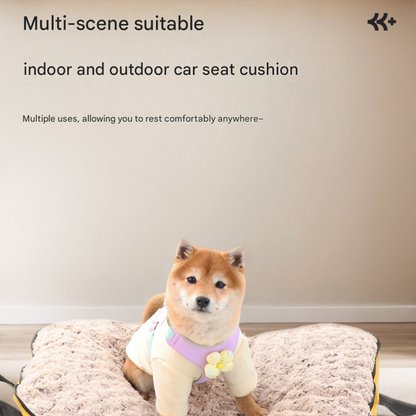 Green M size Portable Foldable Pet Bed Mat – Waterproof Travel Dog Bed and Cat Cushion with Carry Handles, Removable Washable Cover, Plush Comfort Padding for Indoor and Outdoor Use