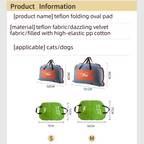 Blue M size Portable Foldable Pet Bed Mat – Waterproof Travel Dog Bed and Cat Cushion with Carry Handles, Removable Washable Cover, Plush Comfort Padding for Indoor and Outdoor Use