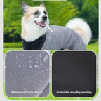 Grey L size Winter Dog Jumpsuit Coat – Waterproof Four-Leg Pet Jacket with Reflective Harness Clip, Windproof Warm Padded Puppy Snowsuit, Adjustable Polyester Dog Clothing for Small to Medium Dogs