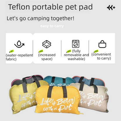 3-Piece Yellow Winter Pet Outdoor Travel  Set – yellow s size Reflective Dog Puffer Jacket, orange 3m Retractable Leash & yellow Portable Foldable Dog Bed