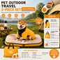 3-Piece Yellow Winter Pet Outdoor Travel  Set – yellow m size Reflective Dog Puffer Jacket, orange 3m Retractable Leash & yellow Portable Foldable Dog Bed