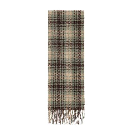 Striped Wool-Blend Beanie & Plaid Fringed Scarf Set — Soft Knit Hat (36 x 26 cm) and Oversized Shawl (200 x 65 cm); A Must-Have for Christmas and Cold Weather