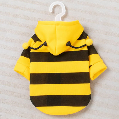 Size S Bee Fleece Hoodie Jumper for Small Dogs & Cats with 5 Hair Clips - Winter Warm Pet Apparel Australia