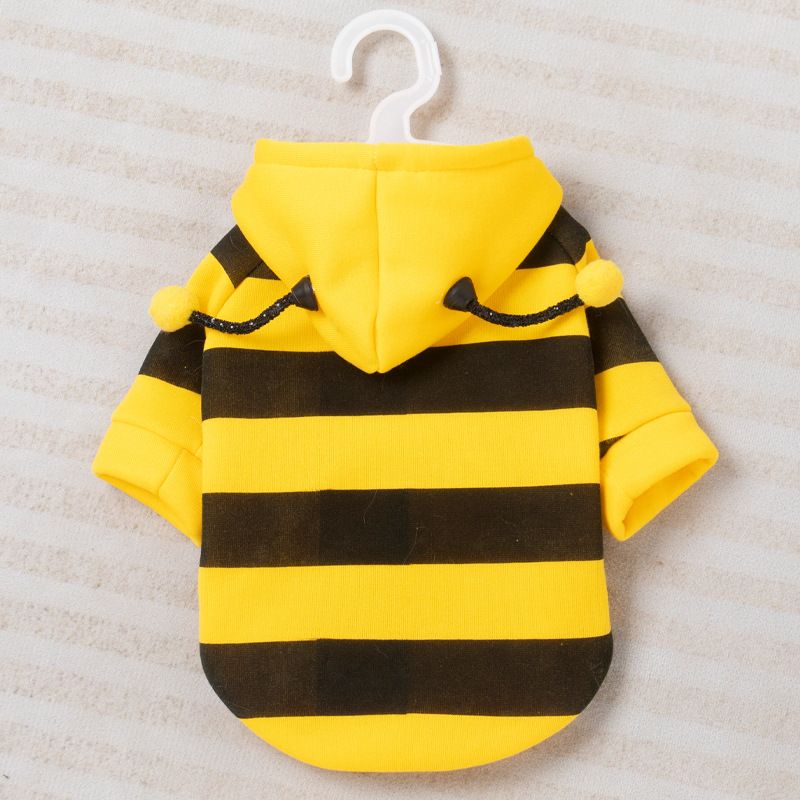 Size L Bee Fleece Hoodie Jumper for Small Dogs & Cats with 5 Hair Clips - Winter Warm Pet Apparel Australia