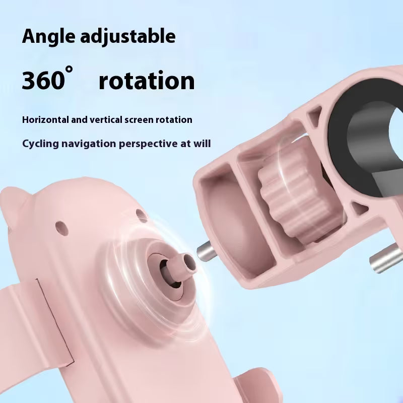 Cute Yellow Cat-Themed Bicycle Phone Holder — Motorcycle & Bicycle Handlebar Mount, Anti-Shake 360° Rotatable Navigation Bracket, Universal Scooter Stand