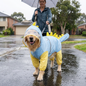Blue Dog Raincoat Dinosaur Hooded Waterproof Jacket 5XL Size with Leash Hole Removable Tail Cover Full Body Coverage Pet Rain Coat for Outdoor Walking Large Dogs