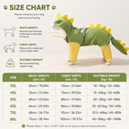 Green Dog Raincoat Dinosaur Hooded Waterproof Jacket 5XL Size with Leash Hole Removable Tail Cover Full Body Coverage Pet Rain Coat for Outdoor Walking Large Dogs
