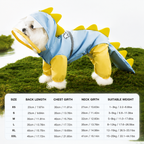 Blue Size XL Waterproof Dinosaur Dog Raincoat with Harness Hole Full Body Pet Rain Jacket for Small Dogs Tail Cover Lightweight Outdoor Walking