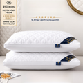 High Rebound Quilted Hotel Pillow Set 2 Pack - Anti Collapse Brushed Fabric Bed Sleeping Pillows for Ergonomic Neck Support (High Pillow)