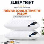 High Rebound Quilted Hotel Pillow Set 2 Pack - Anti Collapse Brushed Fabric Bed Sleeping Pillows for Ergonomic Neck Support (High Pillow)