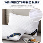 High Rebound Quilted Hotel Pillow Set 2 Pack - Anti Collapse Brushed Fabric Bed Sleeping Pillows for Ergonomic Neck Support (High Pillow)