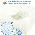 50 x 30CM Ergonomic Cooling Memory Foam Contour Pillow - Slow Rebound Cervical Neck Support Bed Pillow with Washable Ice Silk Cover and Protective Inner Lining