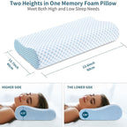 60 x 40CM Ergonomic Cooling Memory Foam Contour Pillow - Slow Rebound Cervical Neck Support Bed Pillow with Washable Ice Silk Cover and Protective Inner Lining