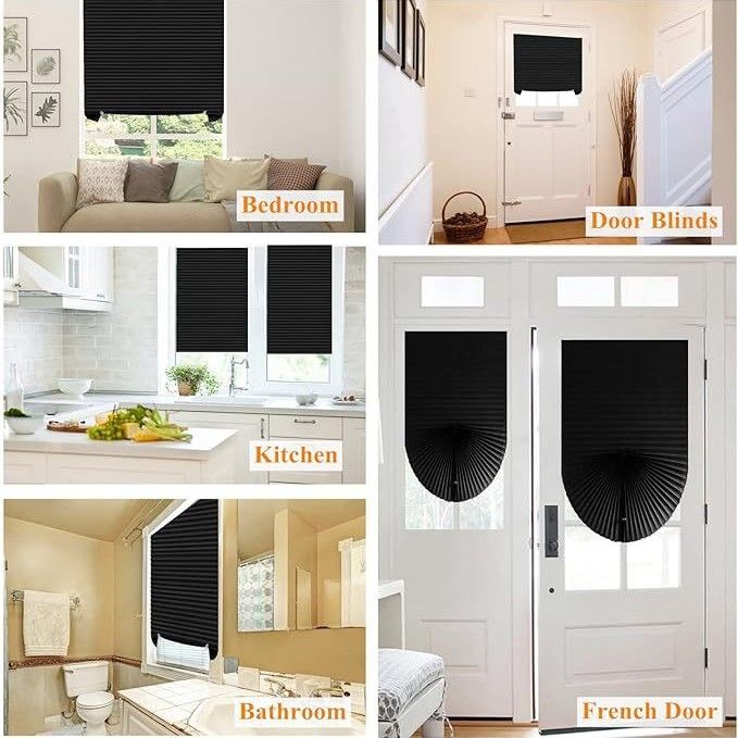 60 x 180 CM White Self-Adhesive Pleated Window Blinds (2 Packs) - No-Drill Cuttable Light Filtering Shading Blinds