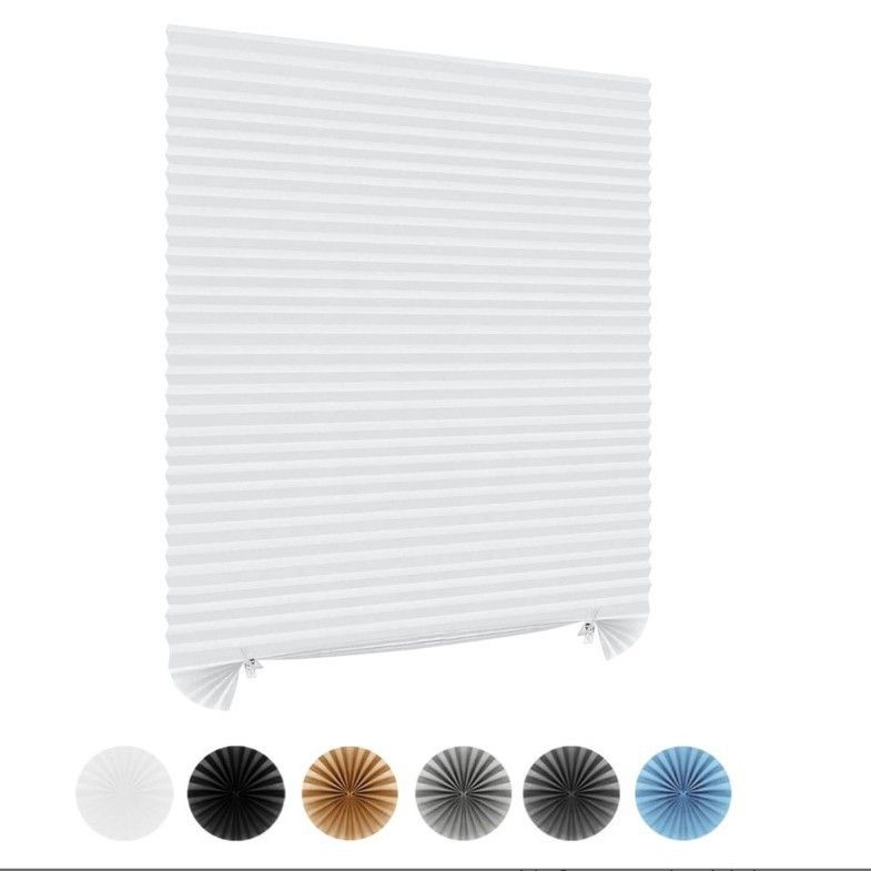90 x 150 CM White Self-Adhesive Pleated Window Blinds (2 Packs) - No-Drill Cuttable Light Filtering Shading Blinds