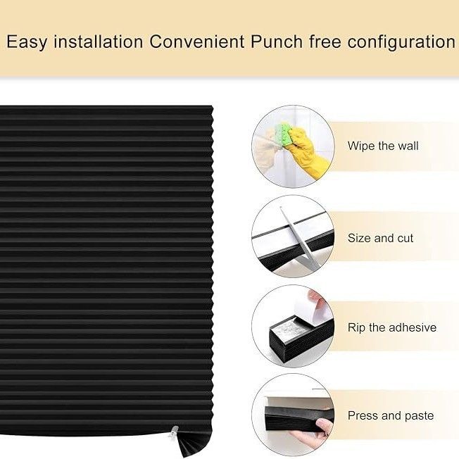 60 x 150 CM Blue Self-Adhesive Pleated Window Blinds (2 Packs) - No-Drill Cuttable Light Filtering Shading Blinds