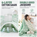100% Cotton 6-Layer Gauze Summer Blanket & Towel Blanket - Ultra Soft & Breathable Reversible Quilt, Pink Dots 180 x 200 CM