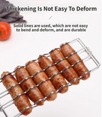 5PCS BBQ Sausage Grilling Basket Set - Heavy Duty Iron Grill Basket with Wooden Handle and 4 Stainless Steel Skewers, Reusable Hot Dog BBQ Cooking Tools for Camping and Outdoor Use